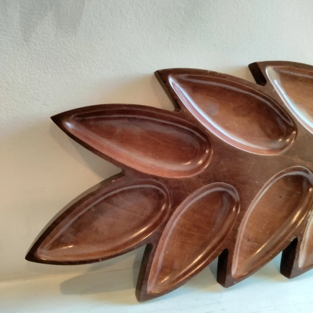 Vintage MCM Mahogany compartment tray